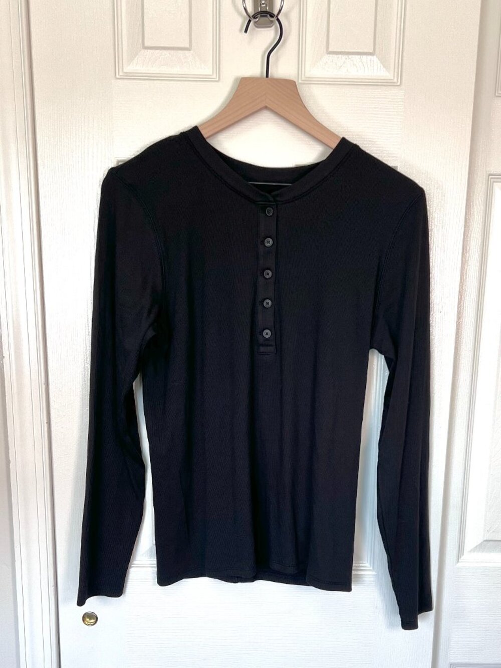 Everlane Long Sleeve Henley Top Black Size XL NWOT